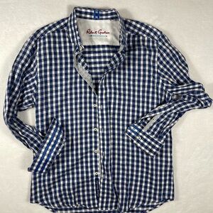 Robert Graham Blue & White Gingham Button-Down Shirt Size: Large